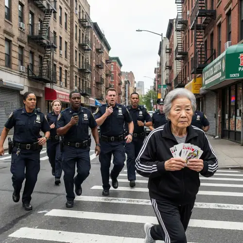 Humorous Chase: Elderly Asian Woman Outsmarts Police with Poker Skills