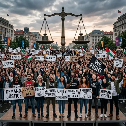 Team of 10 Stand for Justice Against Crowd | Symbol of Fairness