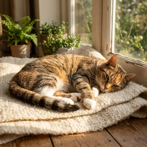 Lazy Tabby Cat Enjoying a Sunny Afternoon | Cute Pet Relaxing