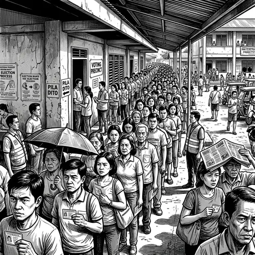 Philippines Election: A Black and White Editorial Scene