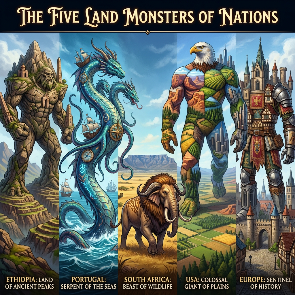 Monstrous Entities of Ethiopia, Portugal, South Africa, USA, and