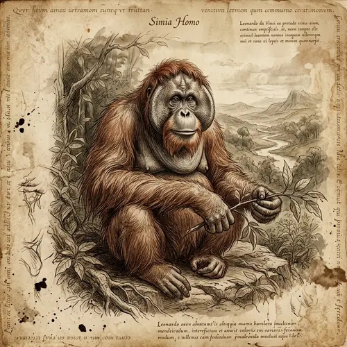 Orangutan in Da Vinci Style | Unique Art