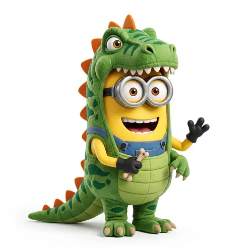 Minion in Dinosaur Suit – Fun Imagery