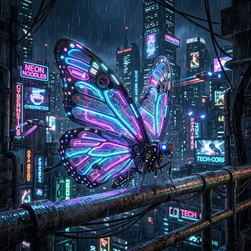 Futuristic Cyberpunk Butterfly Art