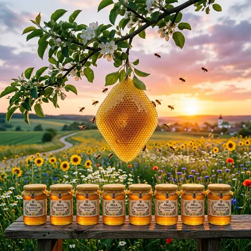 Honeycomb Beauty: Sunset, Bees & Jars of Honey