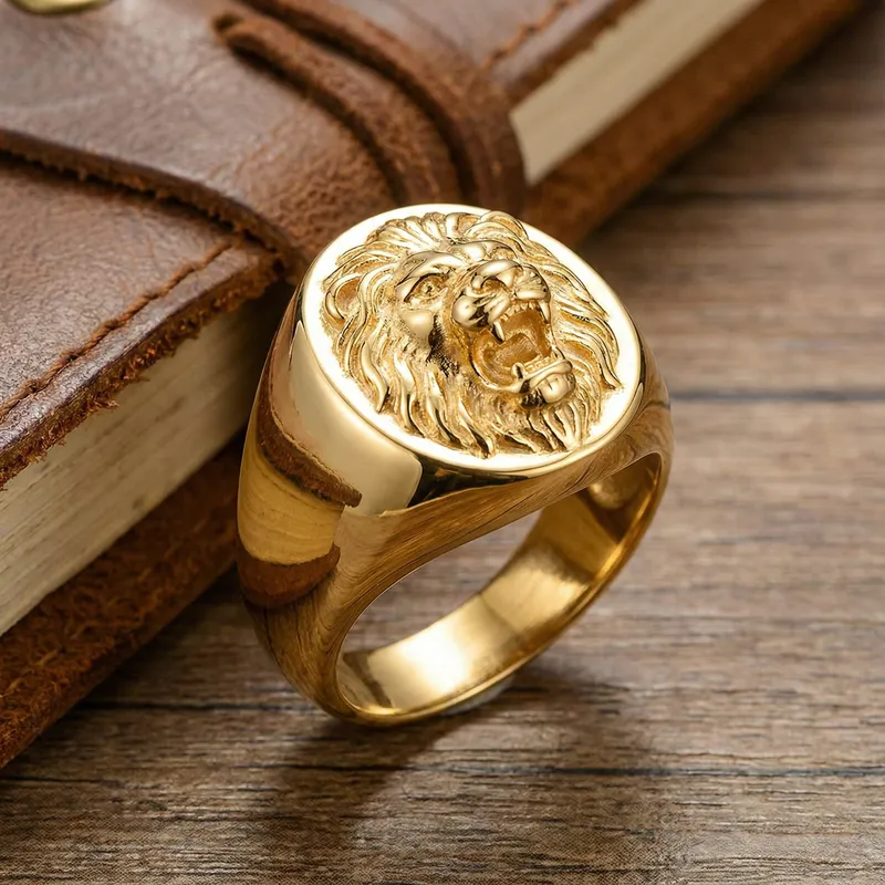 Men's Gold Lion Head Ring | Unique Design Men's Gold Lion Head Ring | Unique Design