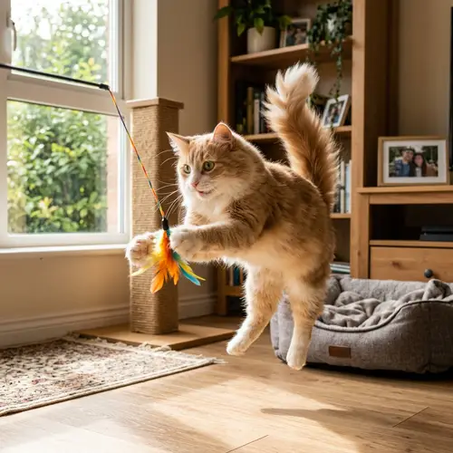 Playful Orange and White Cat Jumping - Excited Domestic Feline