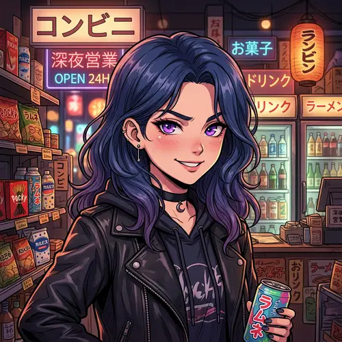Mysterious Anime Girl Portrait | Cyberpunk Art