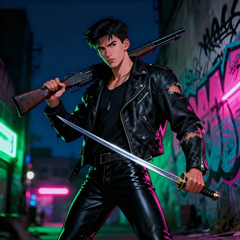 Dynamic Urban Character Portrait - Rebellious Confidence