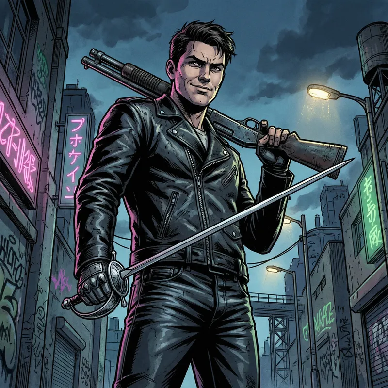 Dynamic Urban Character Portrait - Rebellious Confidence Dynamic Urban Character Portrait - Rebellious Confidence