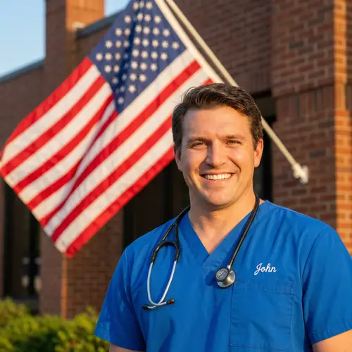 Proud Hispanic Nurse Celebrates American Spirit