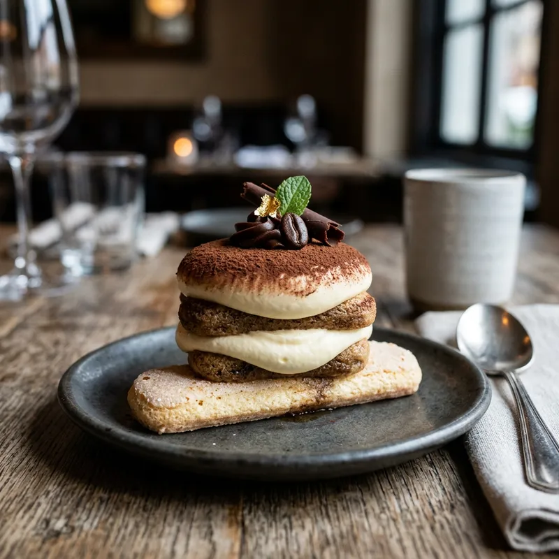 Elegant Individual Tiramisu on Champagne Cookie