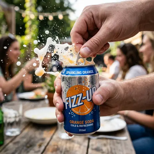 Refreshing Soda Can Fizzing Open