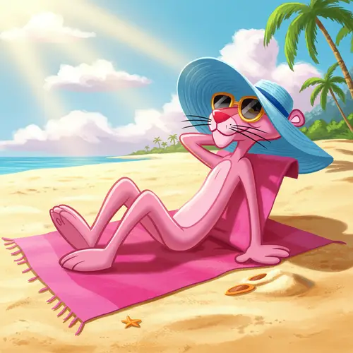 The Pink Panther on a Beach - Fun & Adventure