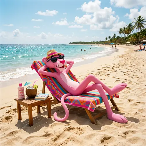 The Pink Panther on a Beach - Fun & Adventure
