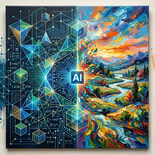 AI Performing Math Calculations and Creating Art - Abstract Representation