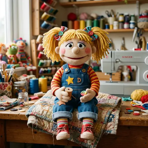 Adorable Muppet Style Rag-Doll Girl in Denim