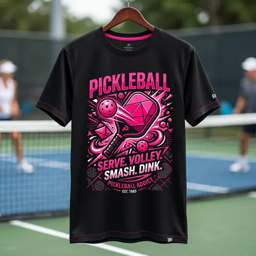 Pickleball Shirt Design - Black and Pink