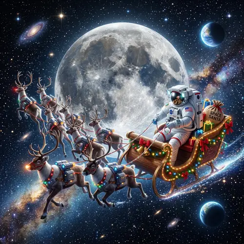 Astronaut in Santa's Sleigh: A Cosmic Adventure