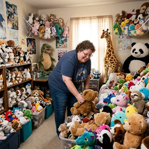 Diverse Plush Toy Collection - Joyful Enthusiast Room Display