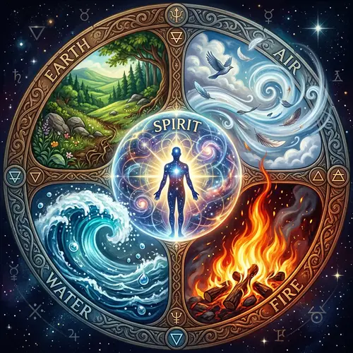 The Four Elements: Earth, Water, Fire, Air & Spirit
