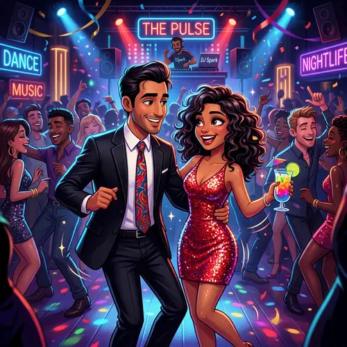 Anime Couple at a Lively Club: Animated Vibes