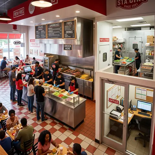 Fast Food Sandwich Restaurant with Open Kitchen