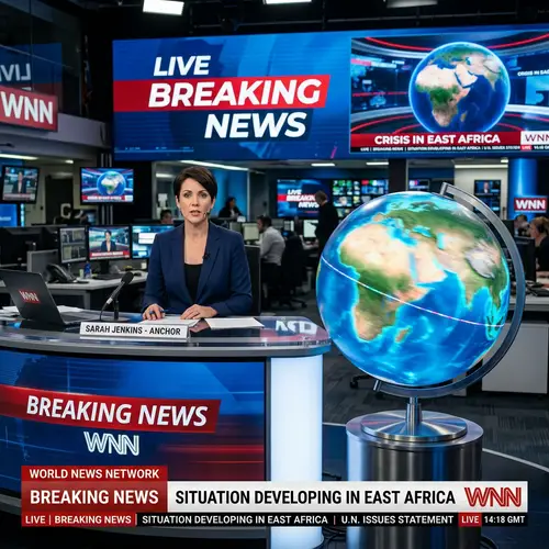 Live Breaking News Broadcast with Spinning Globe