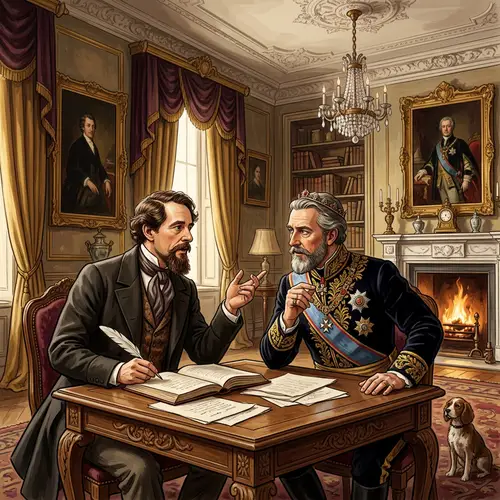 19th-Century Writer Engaging in Dialogue with Historical Monarch