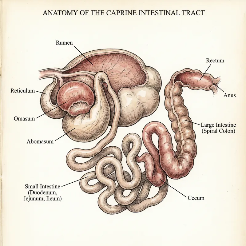 Goat Intestinal Tract Anatomy: Detailed Illustration