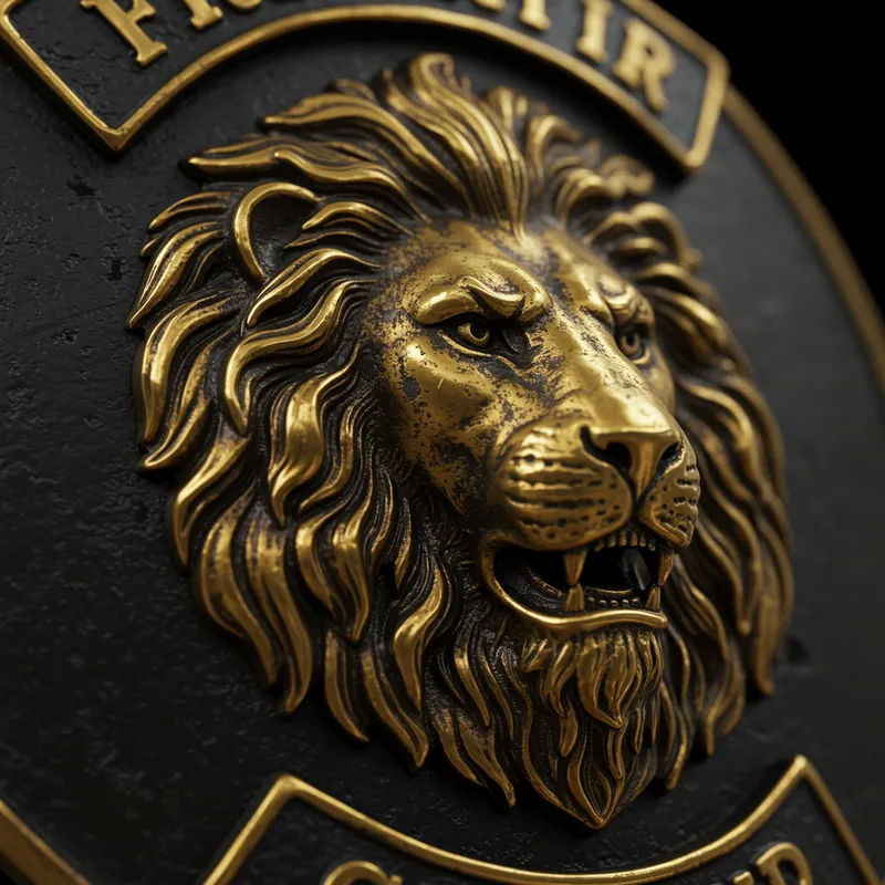 Firefighter Badge with Lion Emblem