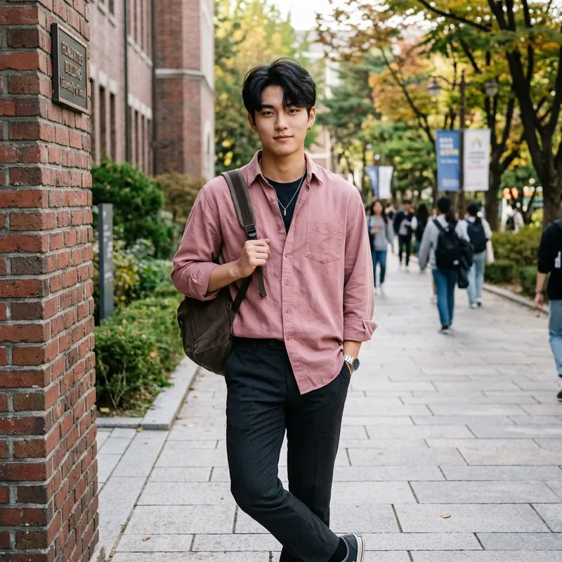 Bj Alex Lookalike in Pink Shirt | Trendy University Vibes