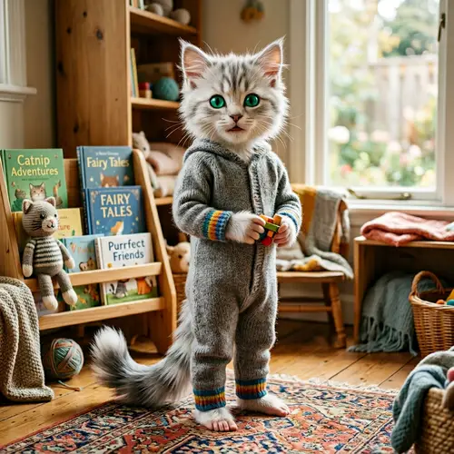 Unique Human-Cat Fusion Child: Enchanting Features