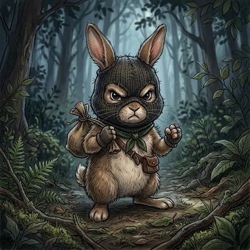 Angry Rabbit in Bandit Balaclava Drawing