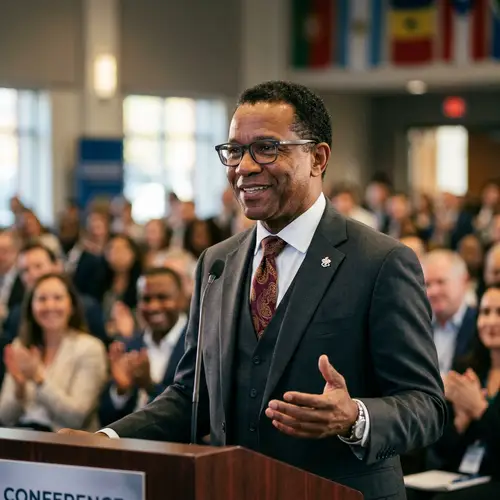 Professional African Descended Male Public Figure in Formal Suit