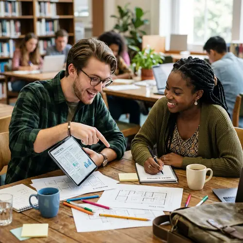 Young Man and Woman Collaborating on a Project