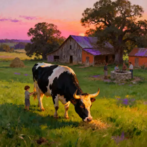 Peaceful Pastoral Scene at Golden Hour