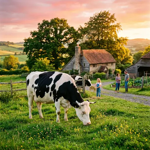 Peaceful Pastoral Scene at Golden Hour