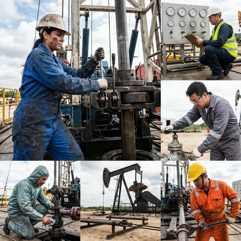 Diverse Oil Extraction Workers: Hard Work and Collaboration Diverse Oil Extraction Workers: Hard Work and Collaboration
