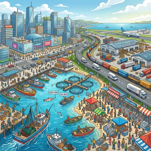 IT Companies & Shopping Malls in Fishing Harbor & Seafood Marketplace