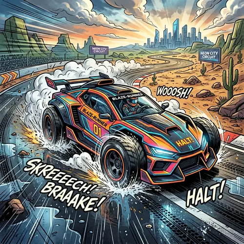 Vibrant Cartoon-Style Futuristic Car Illustration