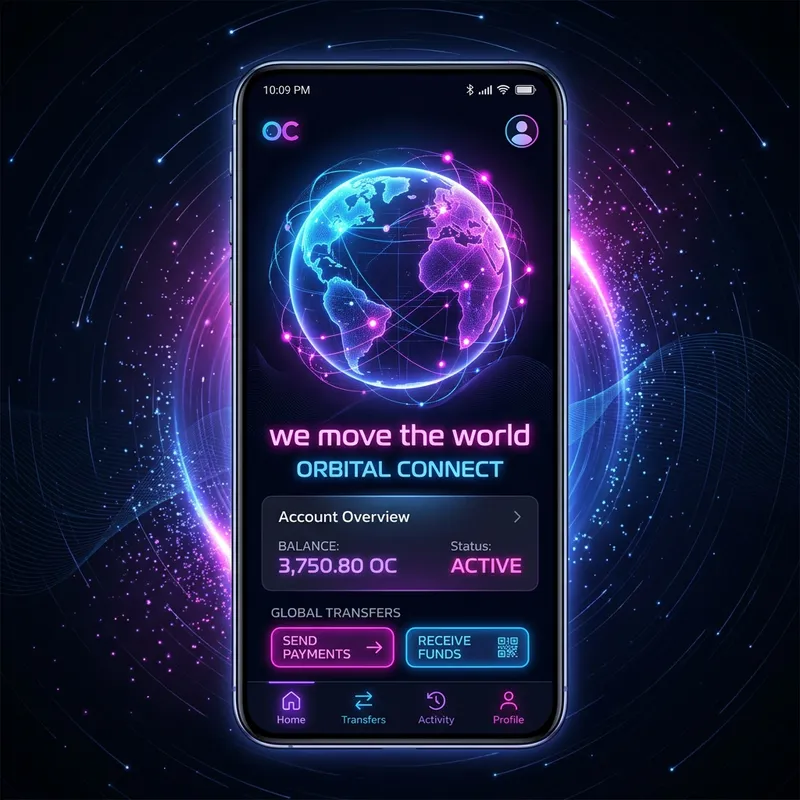 Futuristic Mobile App Design with Rotating Globe | We Move the World Futuristic Mobile App Design with Rotating Globe | We Move the World