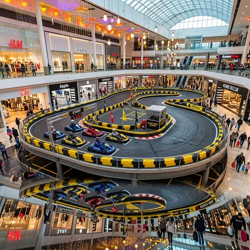 Indoor Go-Kart Racing Track in Shopping Mall | Race Amidst Retail Stores