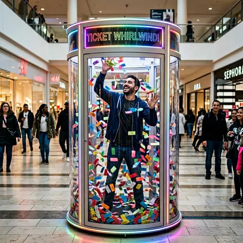 Interactive Ticket Booth in Shopping Mall with LED Lights
