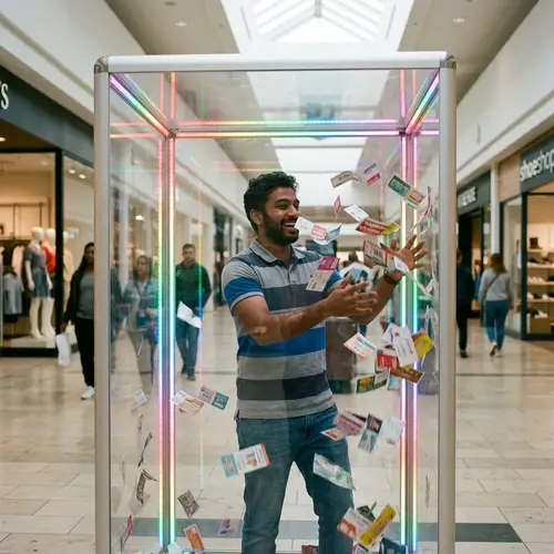 Catch Coupons in Shopping Mall Booth | LED Illuminated Experience