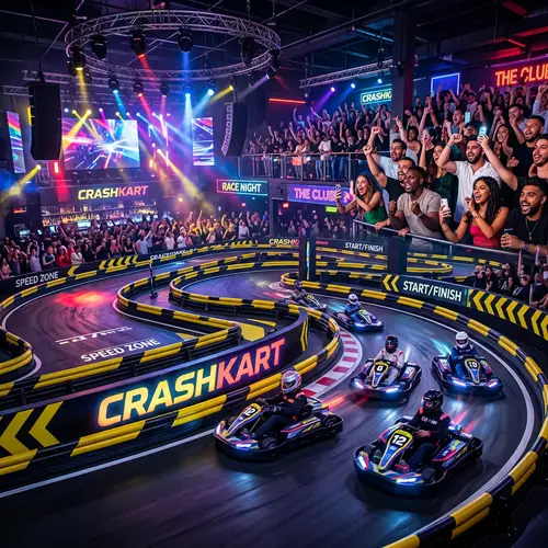Unique Nightclub Go-Kart Racing with Diverse Spectators | CrashKart