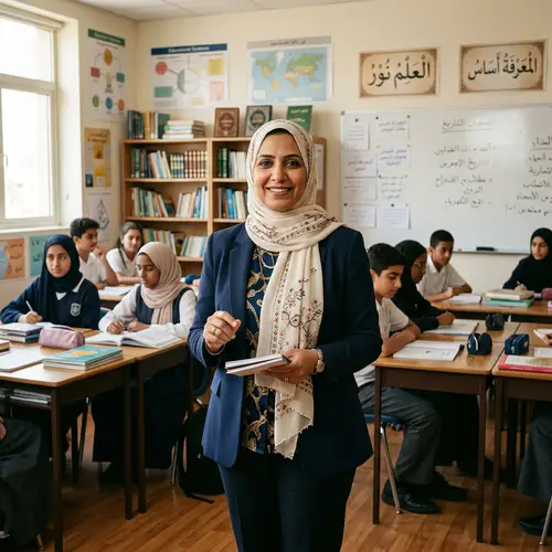 Saudi Female Educator in Professional Attire | Classroom Wisdom