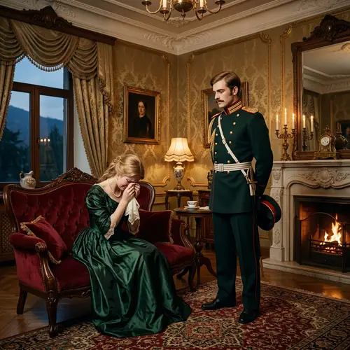 19th Century Kislovodsk House: Distressed Noblewoman & Indifferent Officer