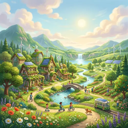 Pixar-Style Sustainable World Background