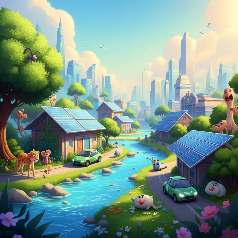 Pixar-Style Sustainable World Background